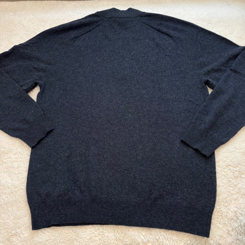Dunning Mens Navy Merino Wool Cashmere 1/4 Zip Mock Neck Golf Medinah Logo Sz L - Picture 3 of 8